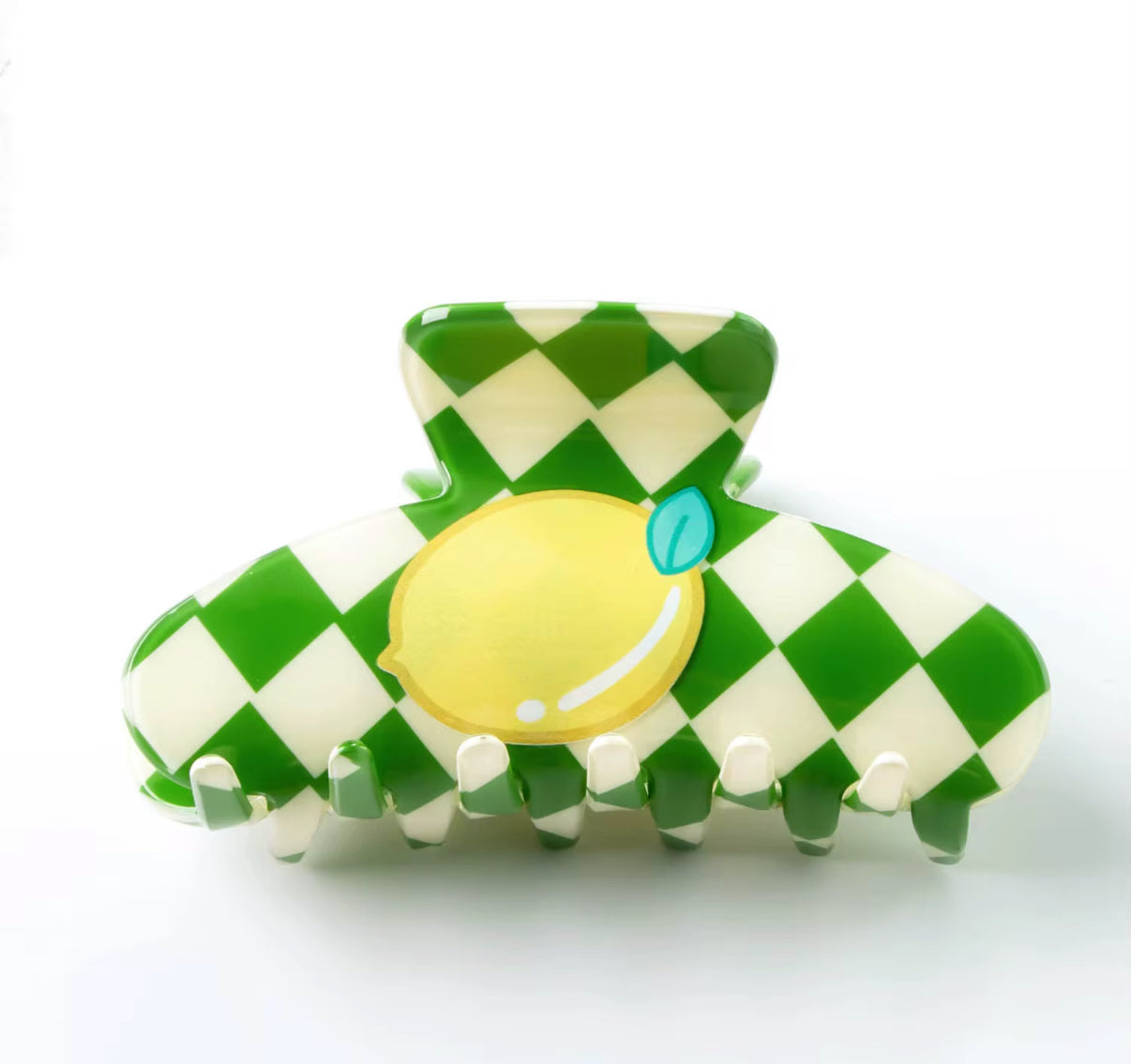 Checkered lemon hair clips
