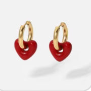 Rosso Amore: 14k Gold-Plated Resin Heart Hoops