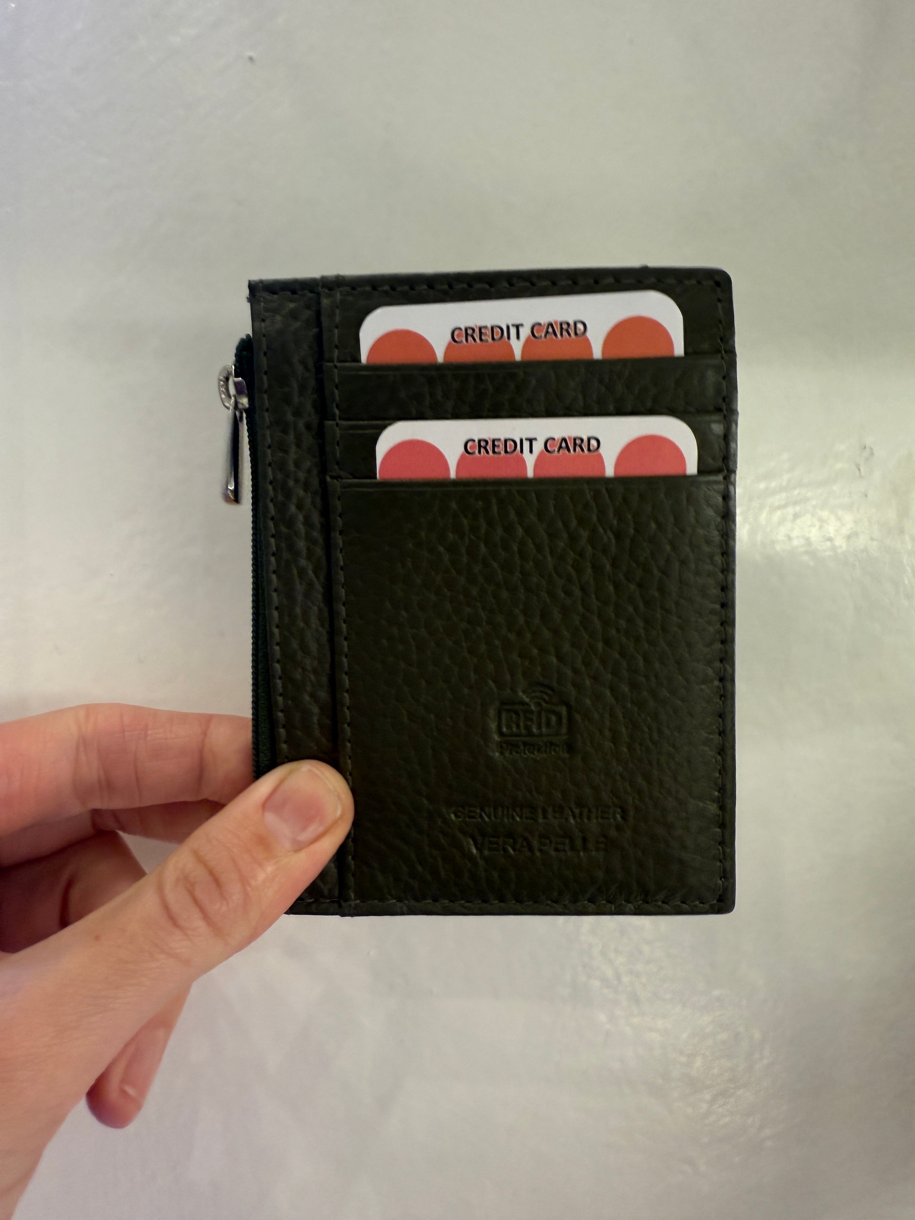 RFID-Protected Pebbled Leather Zippered Wallet