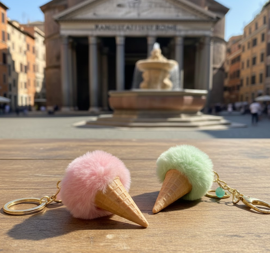 Fluffy Roman Gelato Keychain